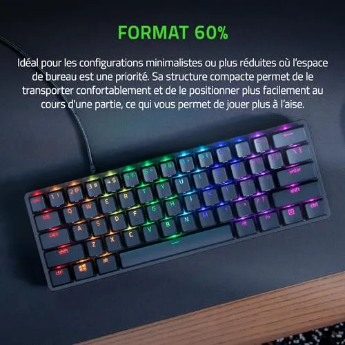 Razer Huntsman Mini Optical Gaming Keyboard Rouge Switch US Noir - vue 4