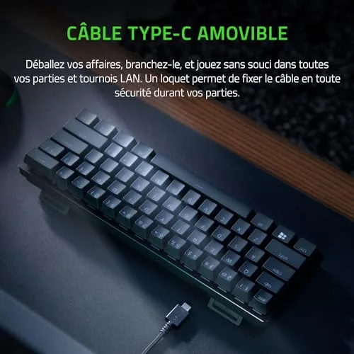 Razer Huntsman Mini Optical Gaming Keyboard Rouge Switch US Noir - vue 6