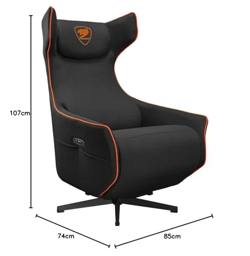 Sofá gaming COUGAR Magus asiento acolchado respaldo ajustable negro 150kg - vue 2