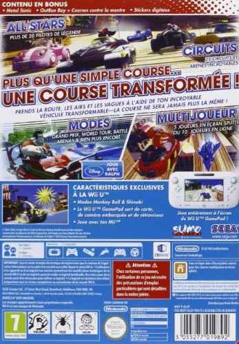 Sonic & All-Stars Racing Transformed Wii U - vue 2