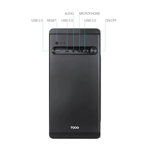 Boîtier Mini-Tour - TOOQ - TQC-4702U3C-B - Micro-ATX/Mini-ITX - 1xUSB 3.0 - 2xUSB 2.0 - Audio HD - vue 2