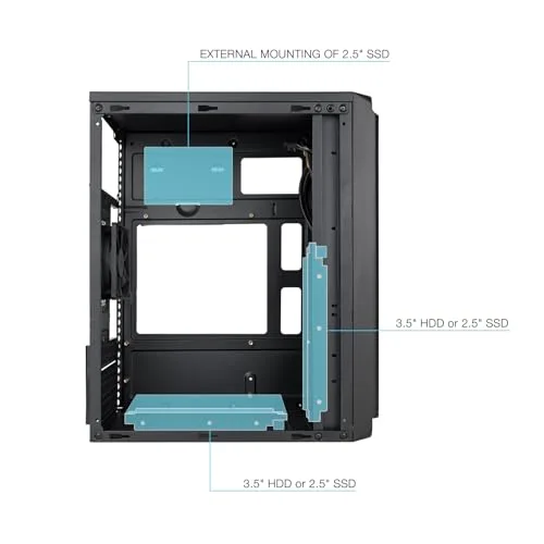 Boîtier Mini-Tour - TOOQ - TQC-4702U3C-B - Micro-ATX/Mini-ITX - 1xUSB 3.0 - 2xUSB 2.0 - Audio HD - vue 3