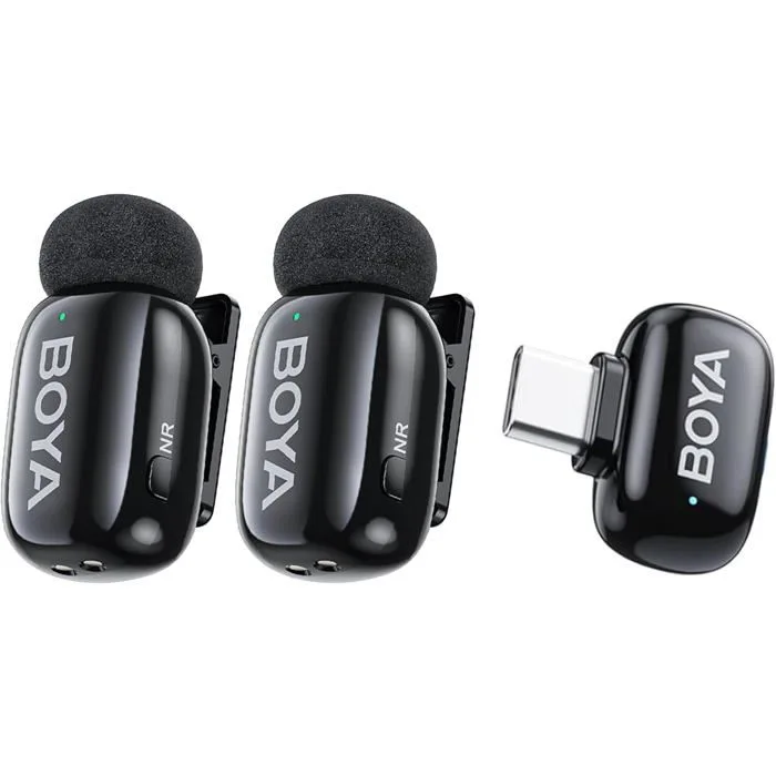 BOYA Mini micro cravate sans fil USB-C, réduction du bruit