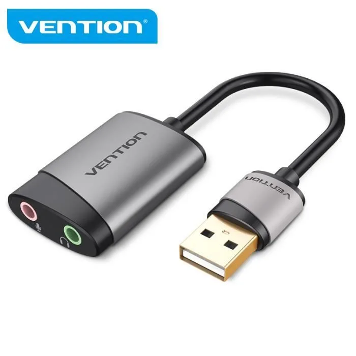 Vention carte son USB 2x jack 3,5 mm 44,1/48 kHz 16 bits