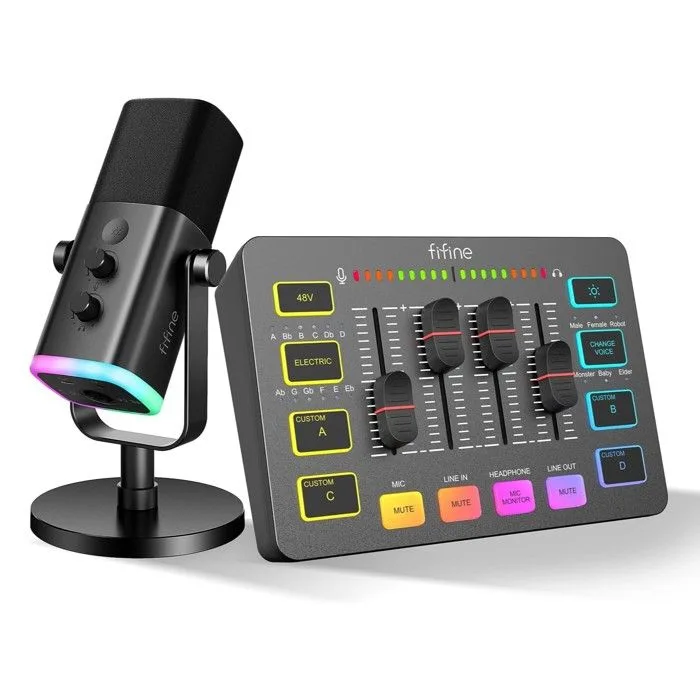 FIFINE AM8 Micro dynamique USB/XLR cardioïde RGB