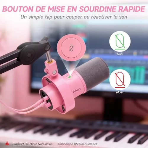 FIFINE AM8 Micro dynamique USB/XLR RGB rose - vue 5