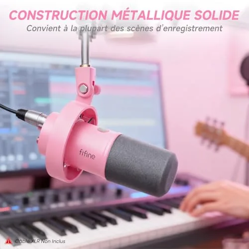 FIFINE AM8 Micro dynamique USB/XLR RGB rose - vue 6