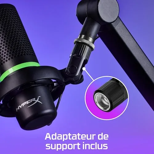 Microphone HyperX DuoCast Noir USB RGB - vue 3