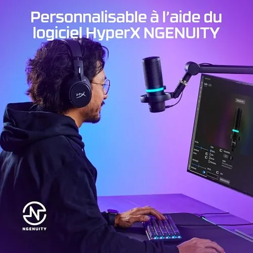 Microphone HyperX DuoCast Noir USB RGB - vue 6