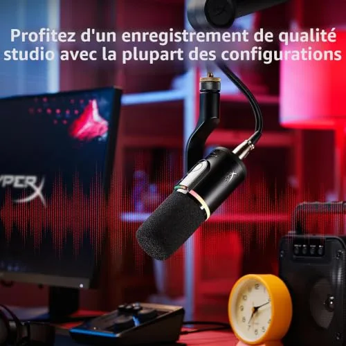 Microphone HyperX FlipCast USB XLR dynamique - vue 3