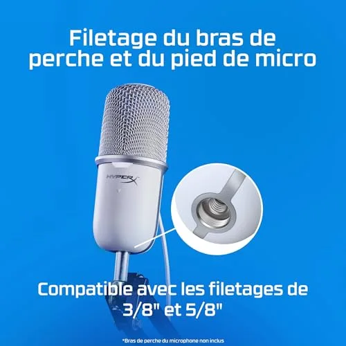 Microphone HyperX SoloCast blanc USB - vue 3