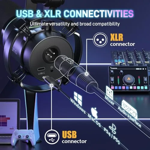 Microphone Maono PD200X XLR/USB RGB - vue 6