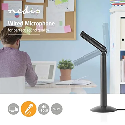 Microphone Nedis MICSJ100BK 3,5 mm omnidirectionnel avec trépied - vue 2