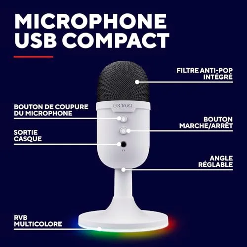 Trust GXT 236W Yami Micro USB cardioïde RGB - vue 2