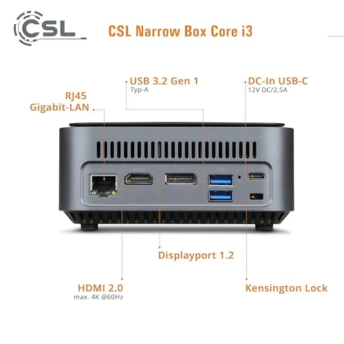 Mini PC CSL Narrow Box i3-N305 32GB 4000GB - vue 4