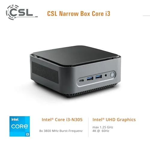 Mini PC CSL Narrow Box i3-N305 8GB 500GB - vue 6