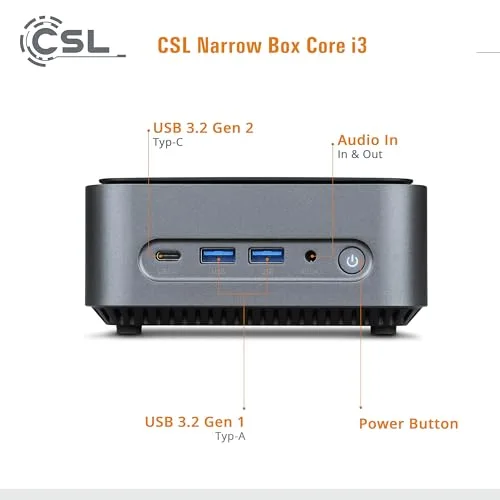 Mini PC CSL Narrow Box i3-N305 8GB 500GB Win 11 Pro - vue 3
