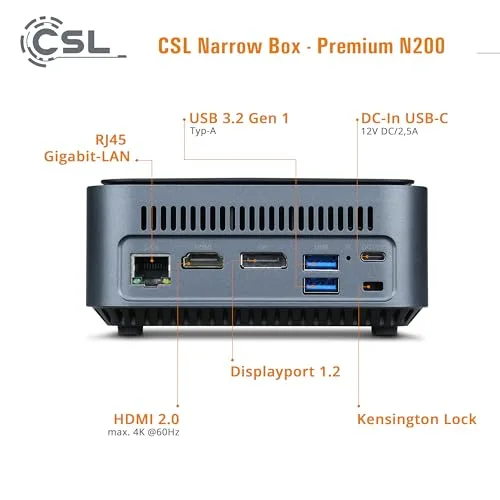 Mini PC CSL Narrow Box Premium Intel N200 16GB 1TB - vue 4