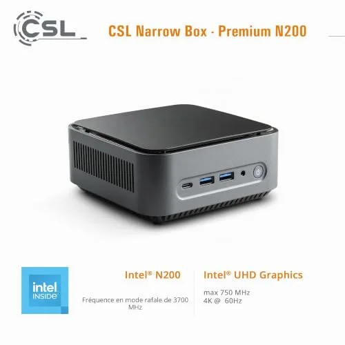 Mini PC CSL Narrow Box Premium Intel N200 32GB 500GB - vue 6