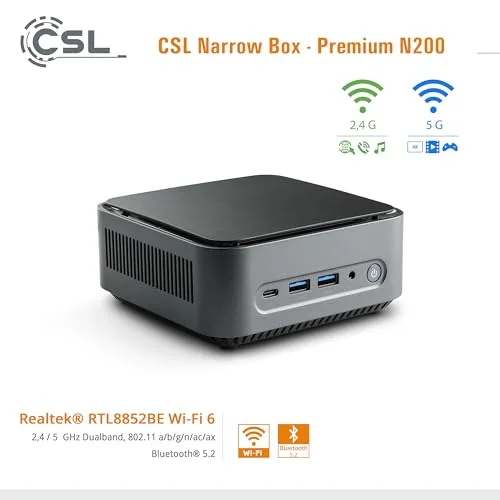 Mini PC CSL Narrow Box Premium Intel N200 8GB 500GB - vue 7