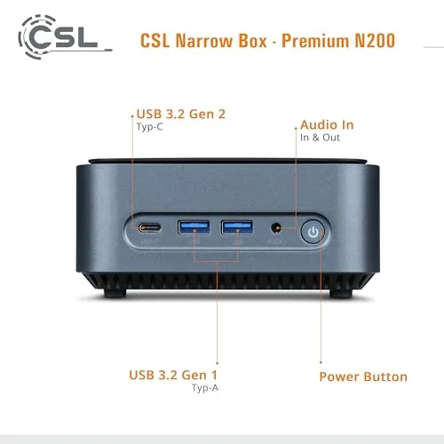Mini PC CSL Narrow Box Premium N200 32GB 2TB - vue 3