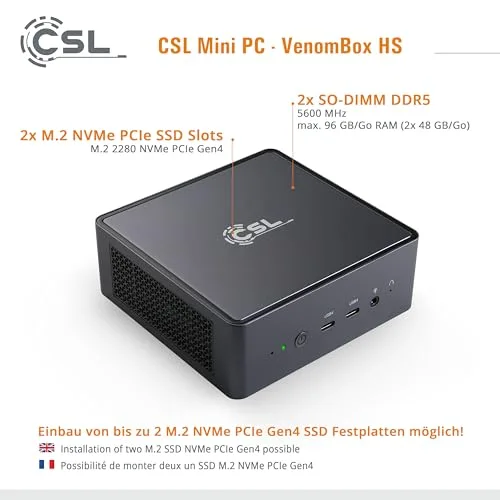 Mini PC CSL Venombox Ryzen 7 8845HS 96GB 2TB - vue 5