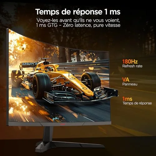 KOORUI 27E6QCA 27" QHD 180 Hz incurvé - vue 3
