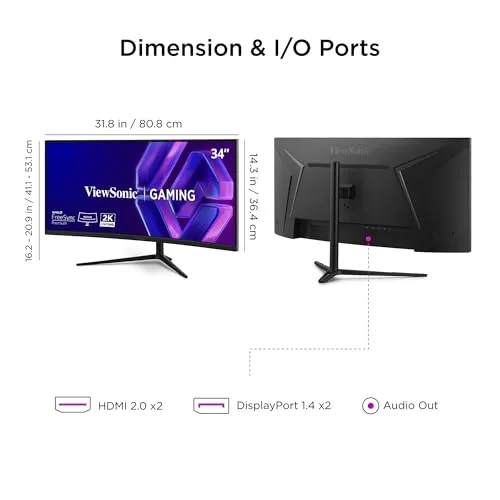 ViewSonic VX3418C-2K 34" UWQHD 180 Hz incurvé - vue 8