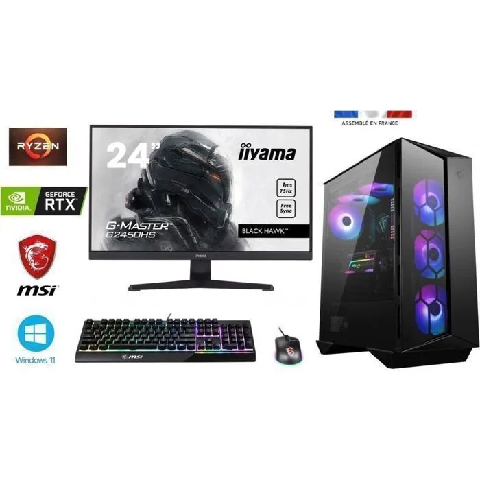 MSI PC Gamer Ryzen 7 5700X RTX 5060 32 Go 2 To