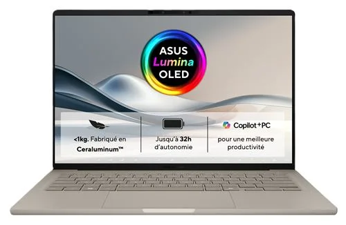PC portable Asus Zenbook A14 UX3407QA-QD219W 14" Snapdragon X 16 Go - 999,99 EUR