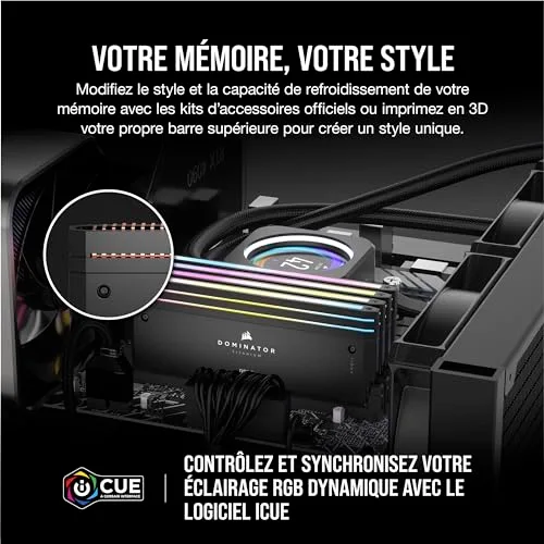 Corsair Dominator Titanium 32 Go Kit 2x16Go DDR5 6400 MHz - vue 4