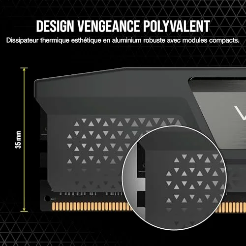 Corsair Vengeance 16 Go Kit 2x8Go DDR5 6000 MHz - vue 5