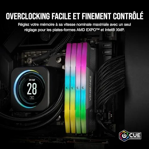 Corsair Vengeance RGB 16 Go Kit 2x8Go DDR5 6000 MHz - vue 5