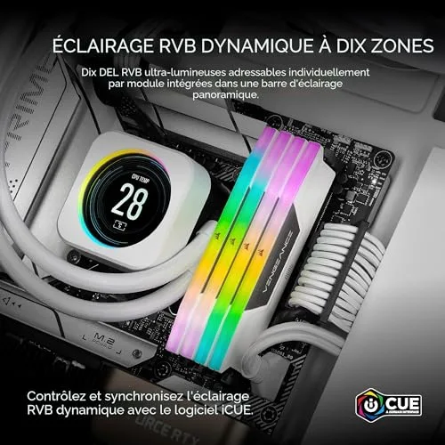 Corsair Vengeance RGB 32 Go Kit 2x16Go DDR5 5200 MHz - vue 4