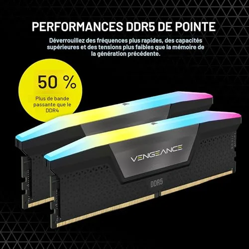 Corsair Vengeance RGB 48 Go Kit 2x24Go DDR5 5600 MHz - vue 3