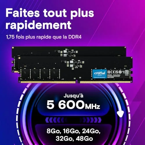 Crucial 64 Go DDR5 5600 MHz - vue 3