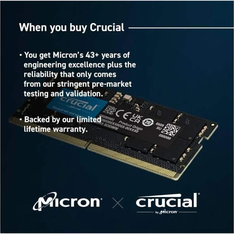 Crucial 96 Go Kit 2x48Go DDR5 5600 MHz - vue 3
