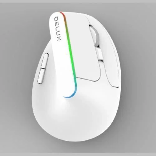 Delux M618DB-RGB-WH Souris verticale sans fil RGB