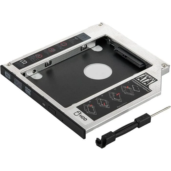 Adaptateur caddy 2,5" SATA 9,5 mm pour baie DVD