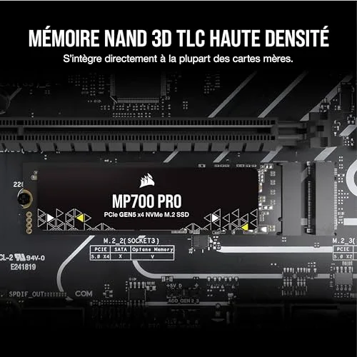 Corsair MP700 Pro 2 To SSD NVMe PCIe Gen5 - vue 6