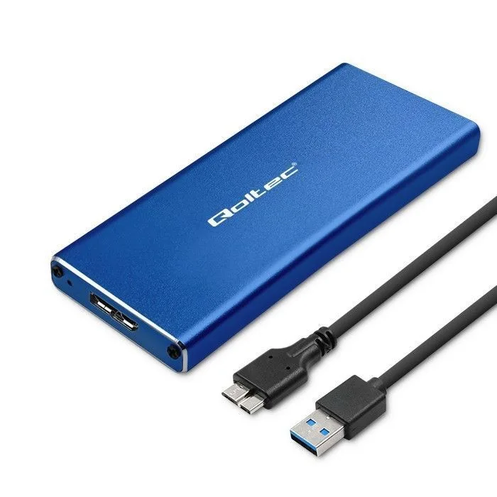 Qoltec 51832 boîtier SSD M.2 SATA USB 3.0 bleu