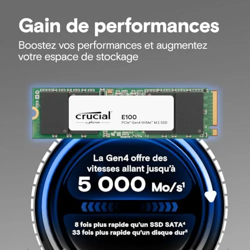 SSD Crucial E100 480 Go PCIe 4.0 - vue 2