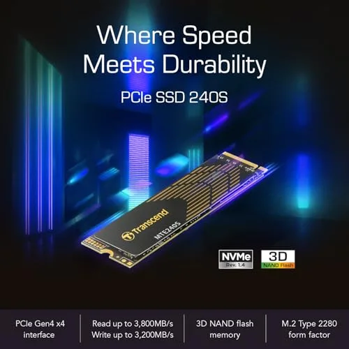 Transcend 240S 1 To SSD M.2 PCIe 4.0 - vue 3