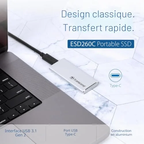 Transcend ESD260C 250GB SSD Externe - vue 3