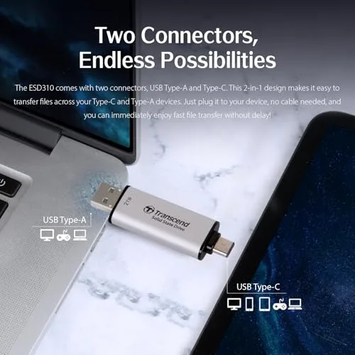 Transcend ESD310 512 Go Argent - vue 3