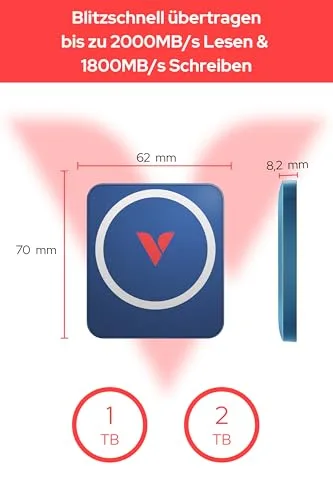 Verbatim SnapBack SSD 2 To bleu - vue 2