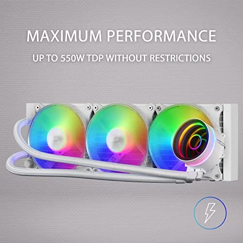 Kit Watercooling AIO - Mars Gaming - ML-One RGB - 360mm - Blanc - 550W TDP - vue 3