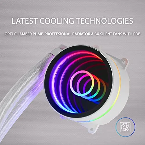 Kit Watercooling AIO - Mars Gaming - ML-One RGB - 360mm - Blanc - 550W TDP - vue 4