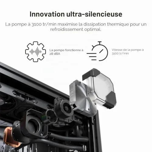 MONTECH HyperFlow Silent 360 Black – Refroidisseur de processeur liquide AIO ultra silencieux pompe 3100 tr/min triple - vue 2