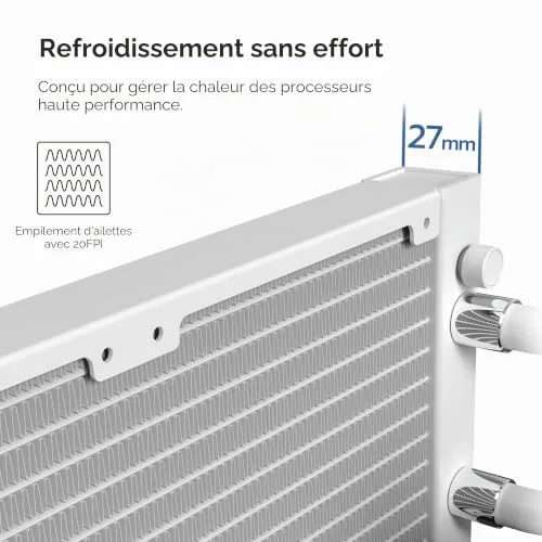 MONTECH HyperFlow Silent 360 Black – Refroidisseur de processeur liquide AIO ultra silencieux pompe 3100 tr/min triple - vue 4